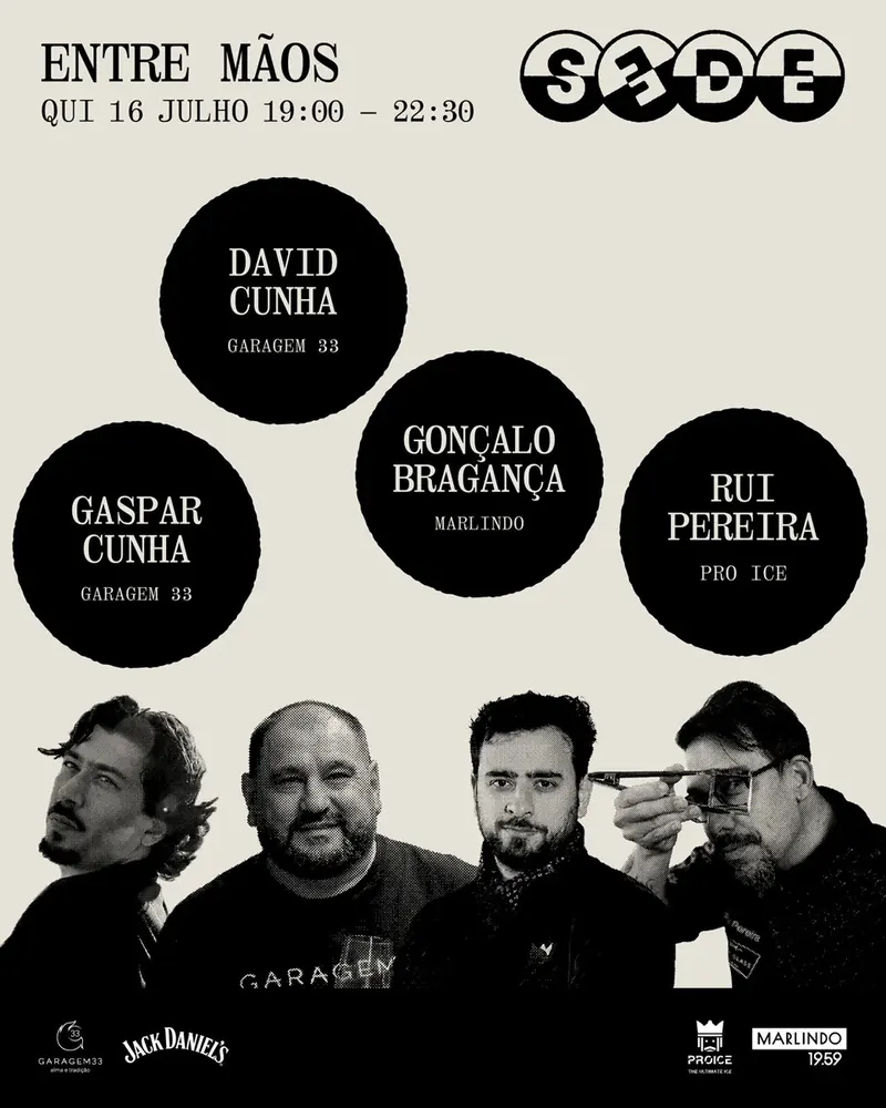 Poster for Entre Mãos with David Cunha, Gaspar Cunha, Gonçalo Bragança and Rui Pereira
